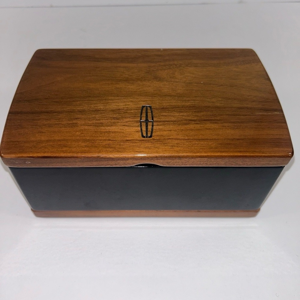 Lincoln Jewelry Box Brown Black Side Slide Drawer Wood Collectible‎